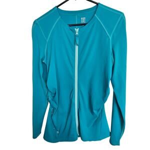 Title Nine Sun Shirt Womens M Teal Blue Svelte Sunbuster Long Sleeve Jacket Zip